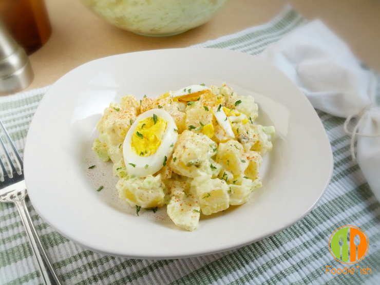 Awesome potato salad... not too sweet, not to vinegary, perfectly creamy... awesome with BBQ chicken.